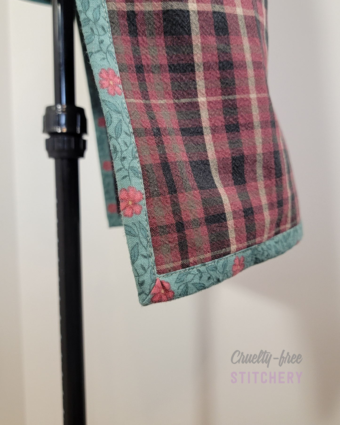 Dark Red Plaid Straight Front Apron (XS-M)