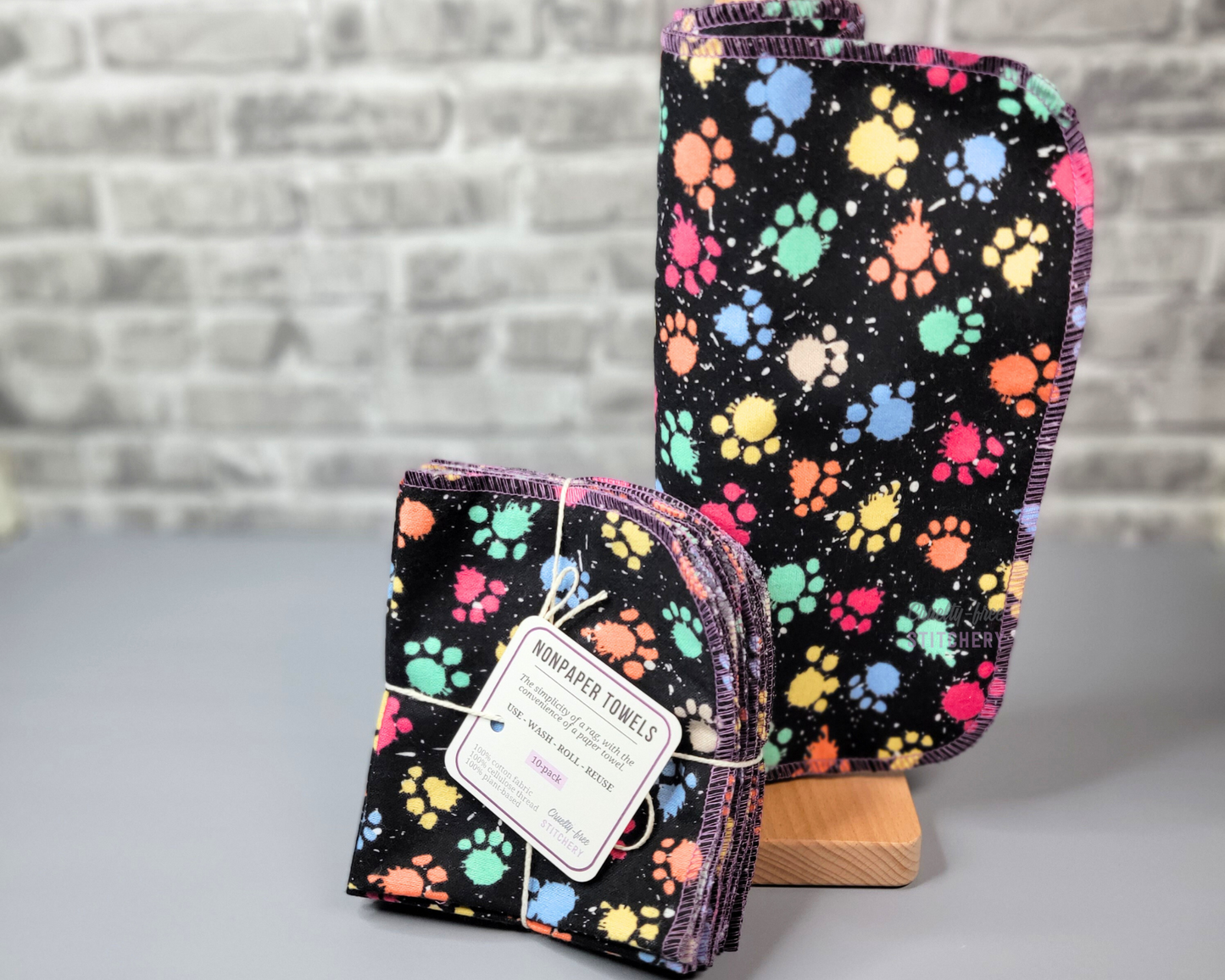 Paw Print Paint Splatter NonPaper Towels