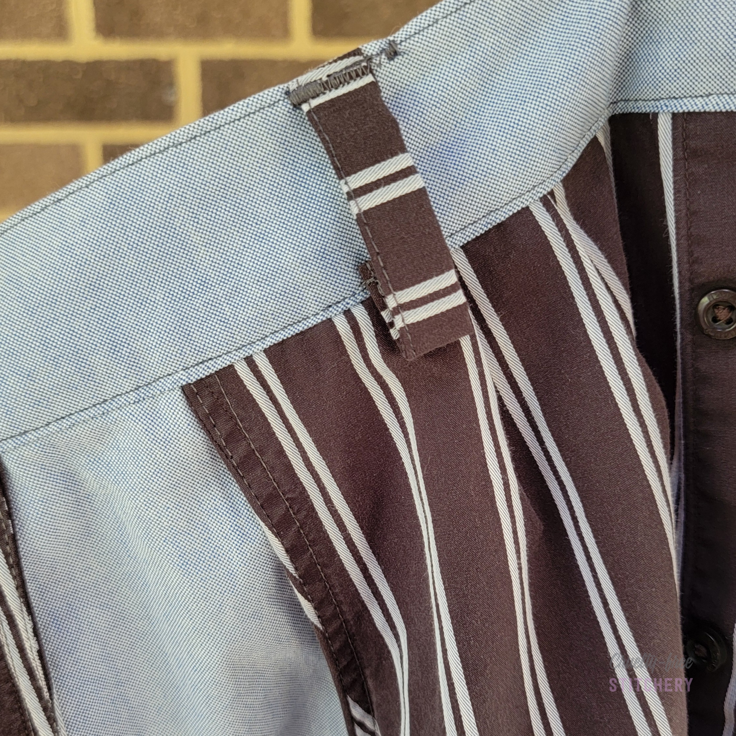 (SOLD) Brown Stripe Pinafore Apron