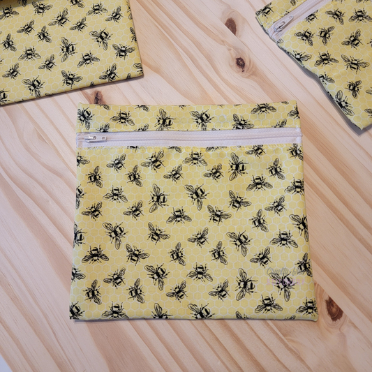Yellow Bees Large Zip Snack Bag