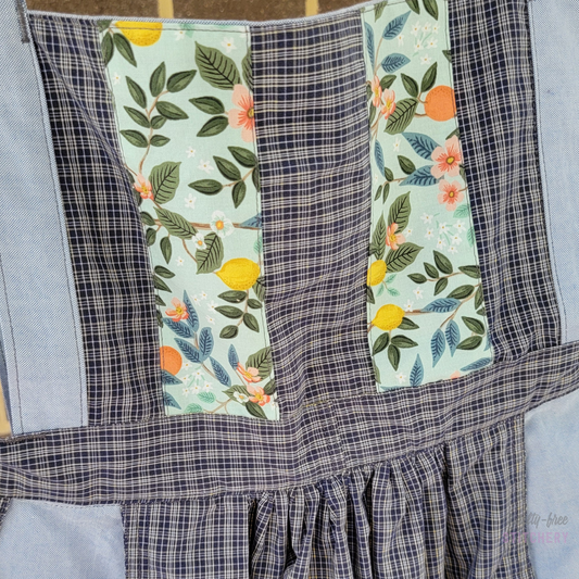 (SOLD) Navy Mini Plaid and Lemons Pinafore Apron