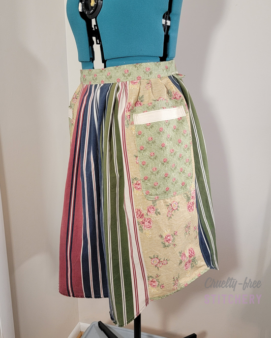 (SOLD) Granny Rose Stripes Half Apron