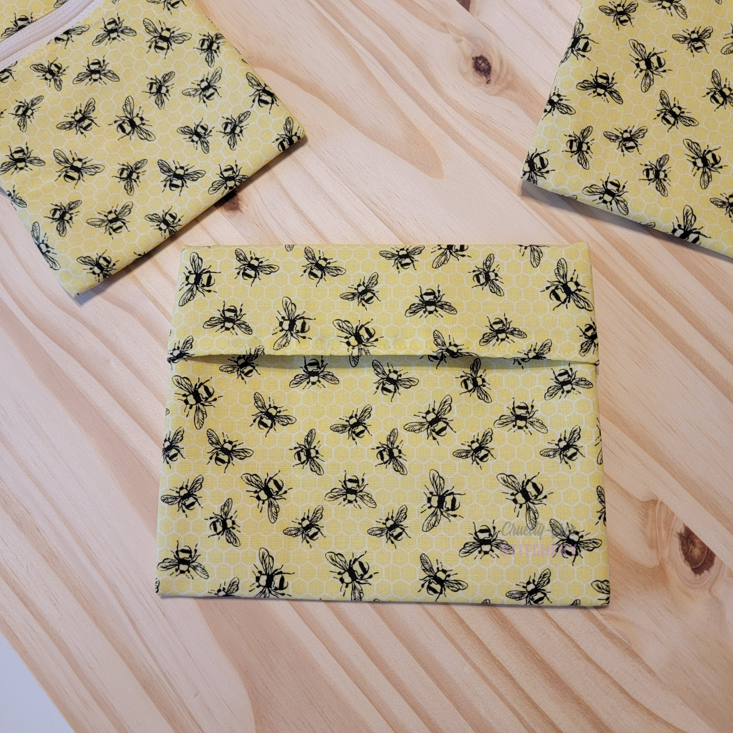 Yellow Bees Foldover Snack Bag