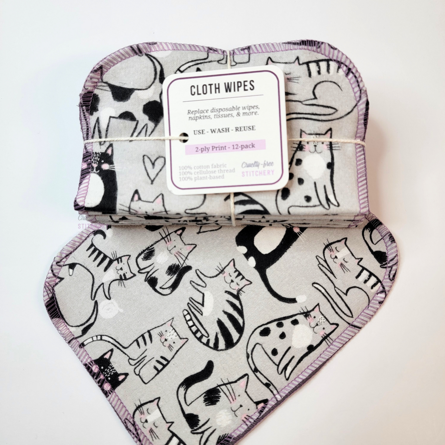 Gray Cats Cloth Wipes