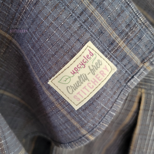 (SOLD) Blue and Tan Textured Pinafore Apron