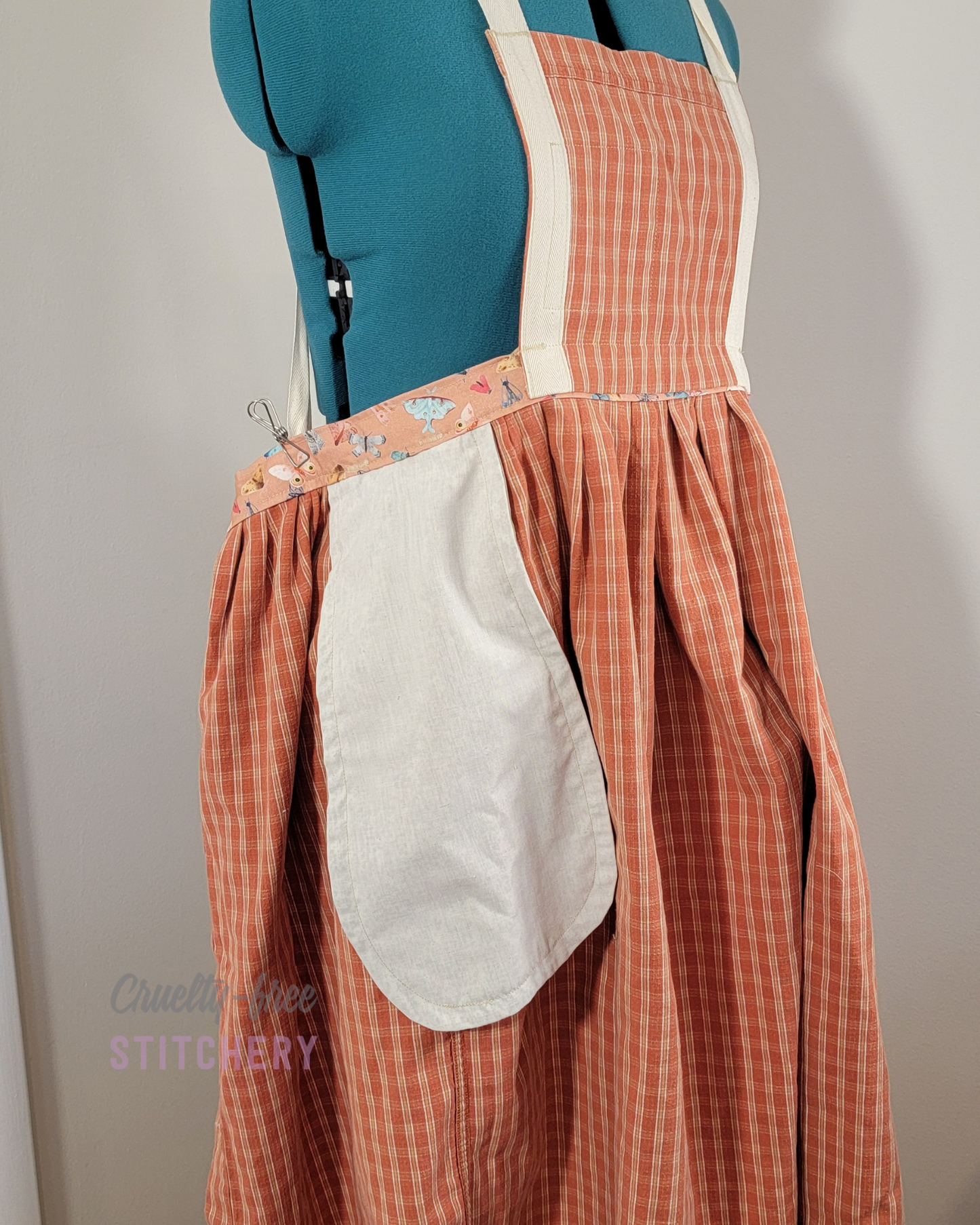 Orange Plaid and Beetles Pinafore Apron (XL-3X)