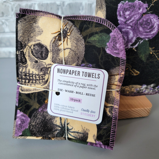 Purple Rose Skulls NonPaper Towels (10-pack)