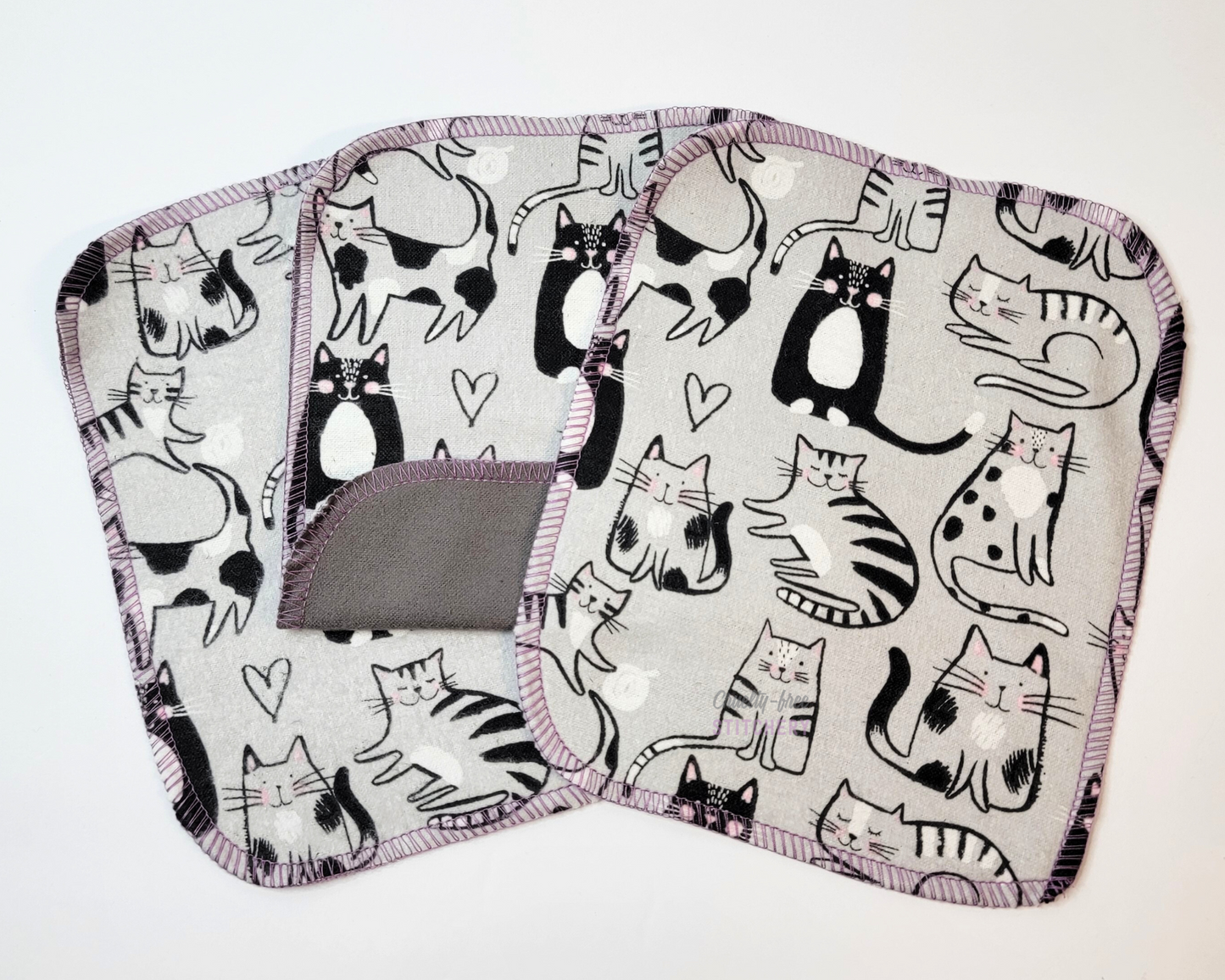 Gray Cats Cloth Wipes