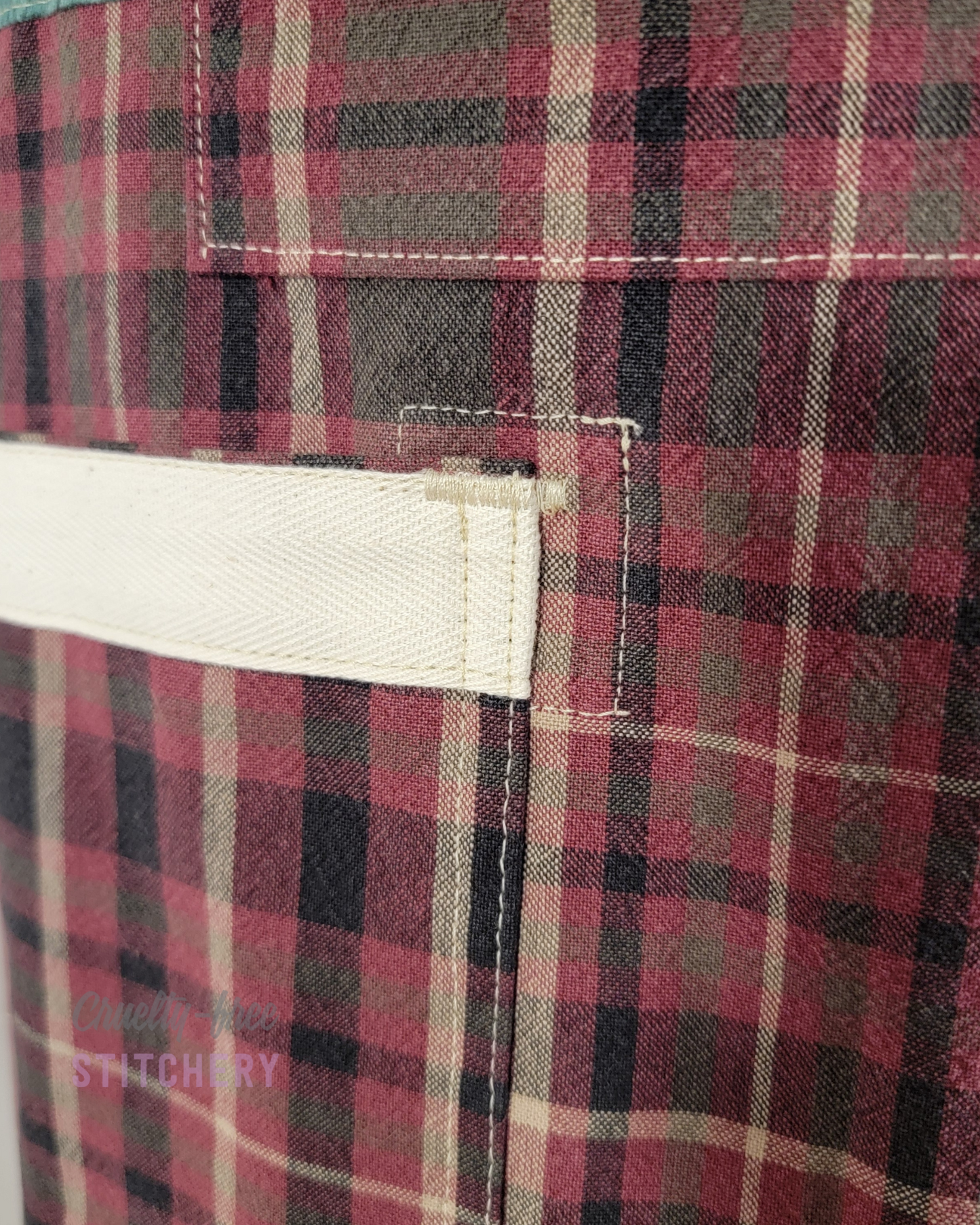 Dark Red Plaid Straight Front Apron (XS-M)