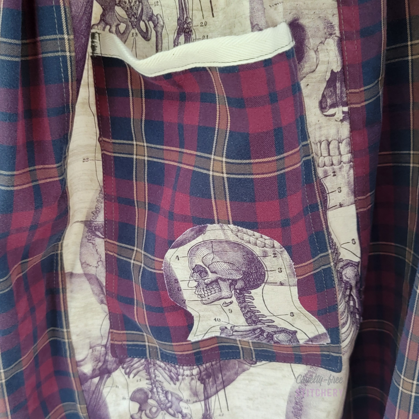 (SOLD) Grunge Skeletons Pleated Half Apron