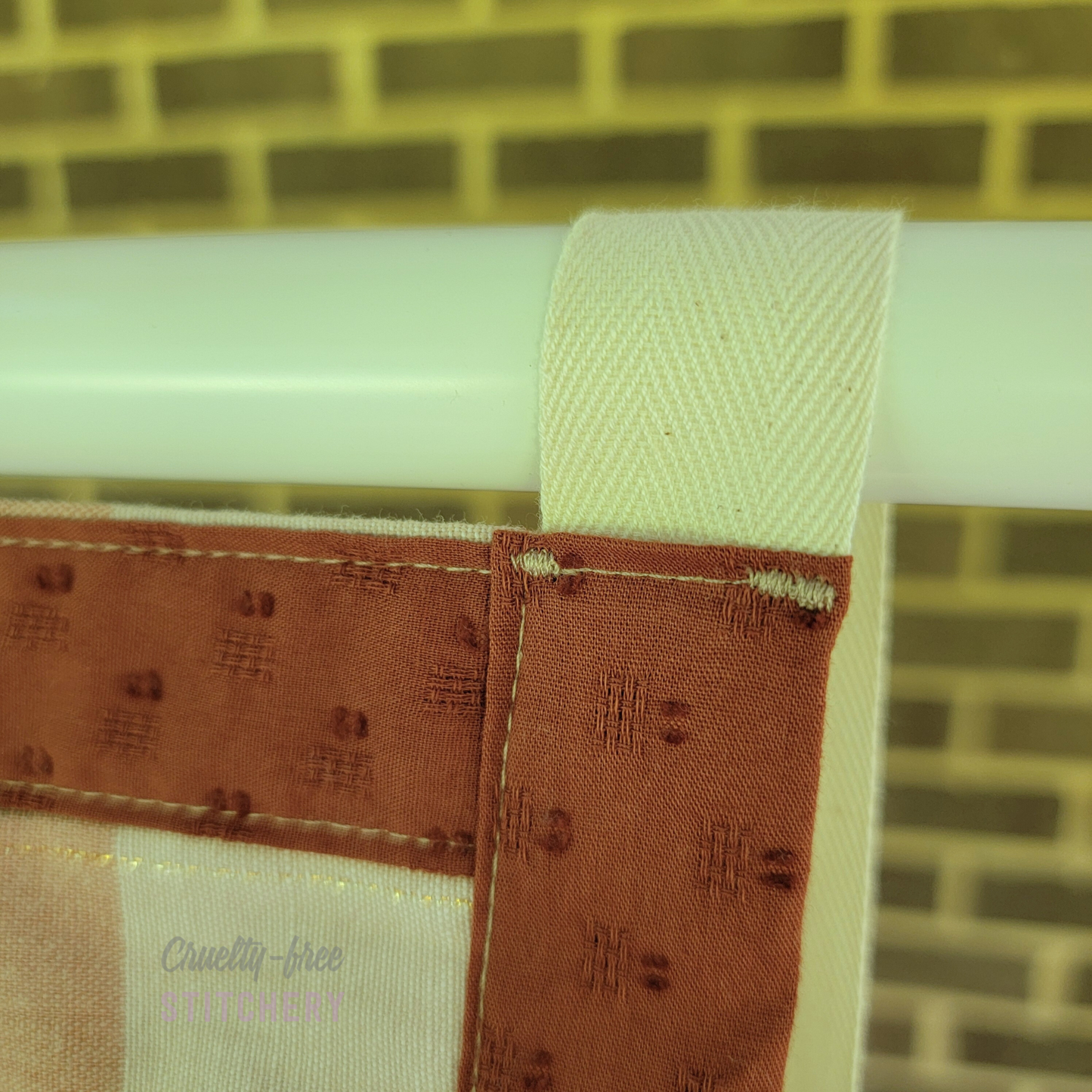 (SOLD) Orange and Tan Linen-Blend Pinafore Apron - Natural Ties