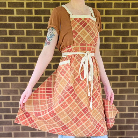 Pumpkin Pie Plaid Pinafore Apron (L-2X)