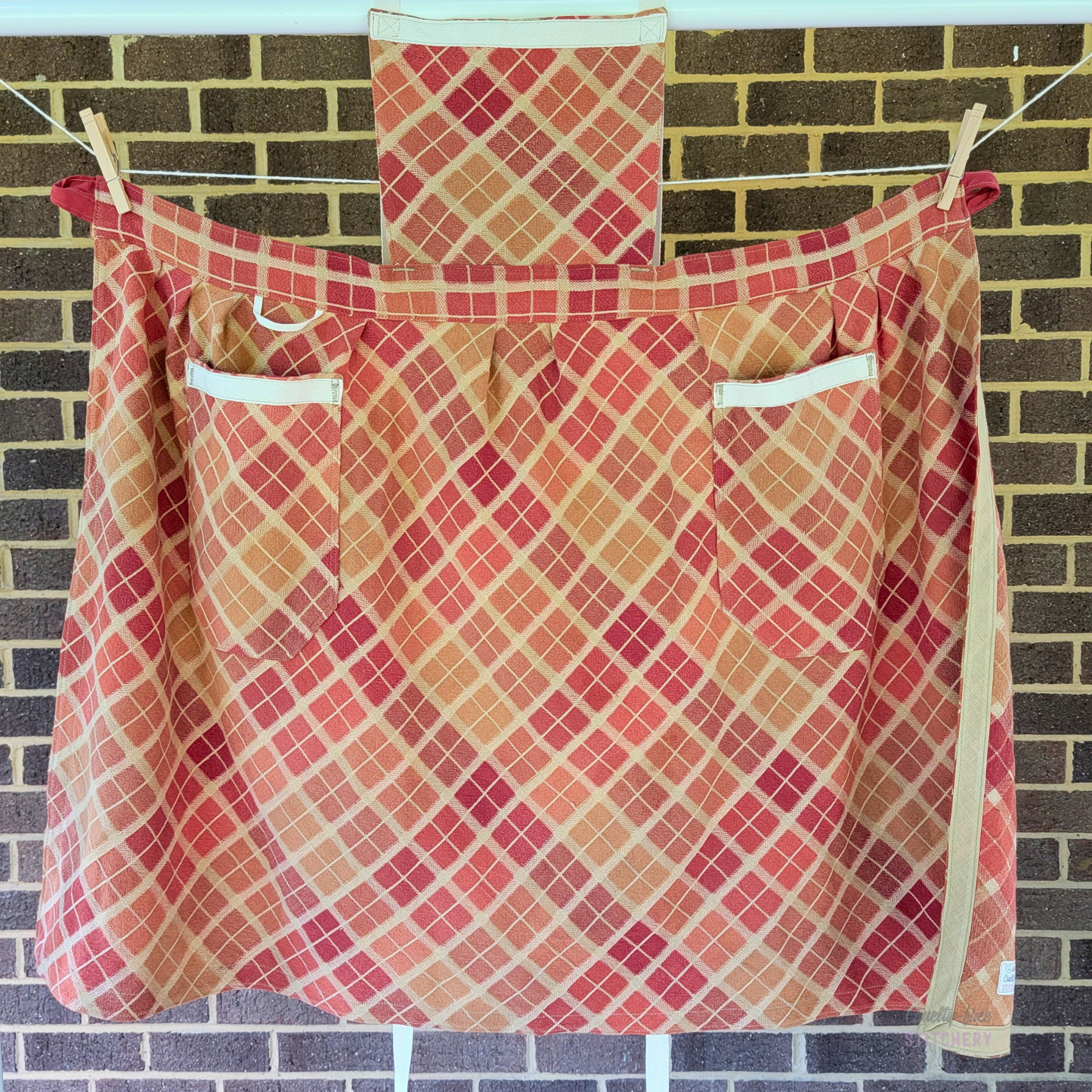 Pumpkin Pie Plaid Pinafore Apron (L-2X)