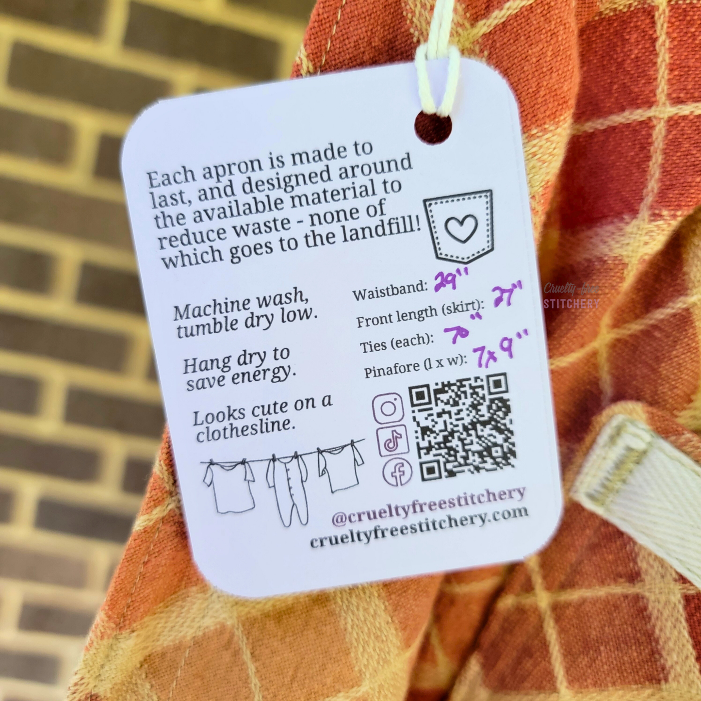 Pumpkin Pie Plaid Pinafore Apron (L-2X)
