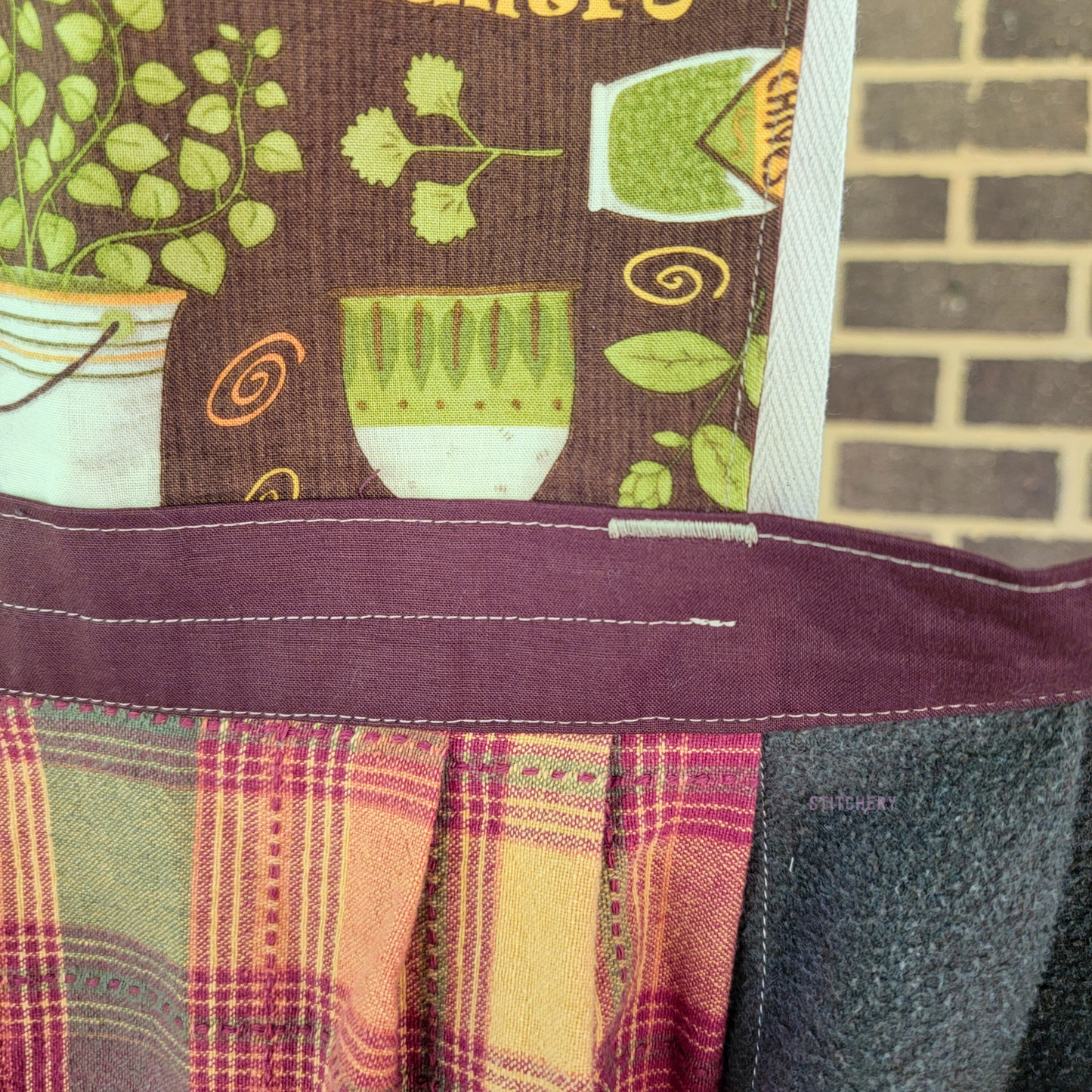 Green Flannel Autumn Plaid Pinafore Apron (2X-4X)