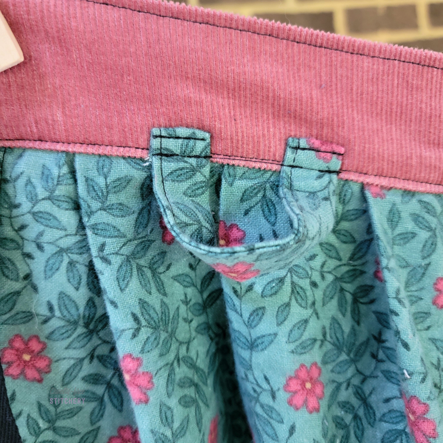 Teal Plaid Floral Half Apron Two Pockets (XL-3X)
