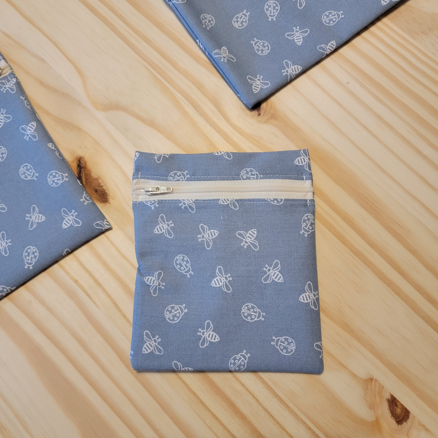 Light Blue Insects Small Zip Snack Bag