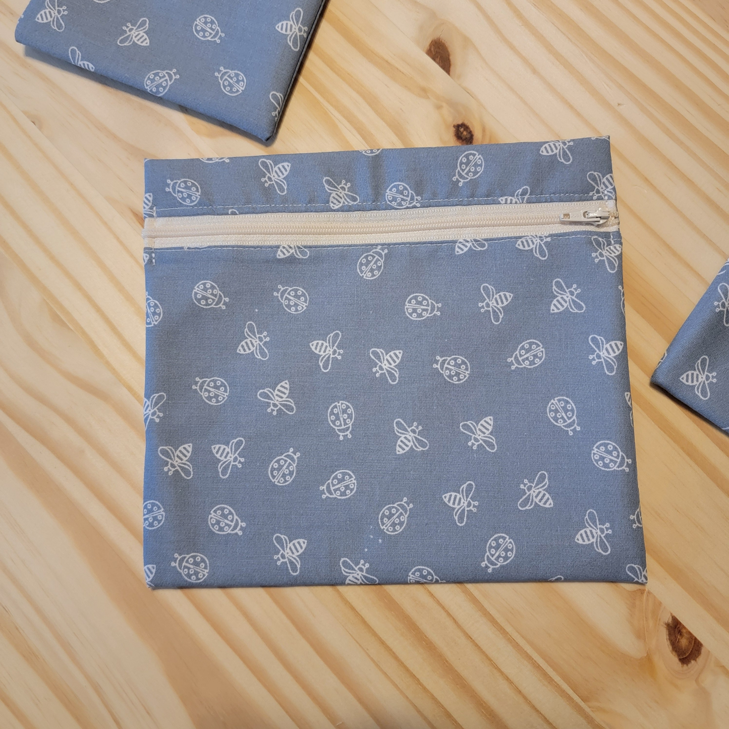 Light Blue Insects Large Zip Snack Bag