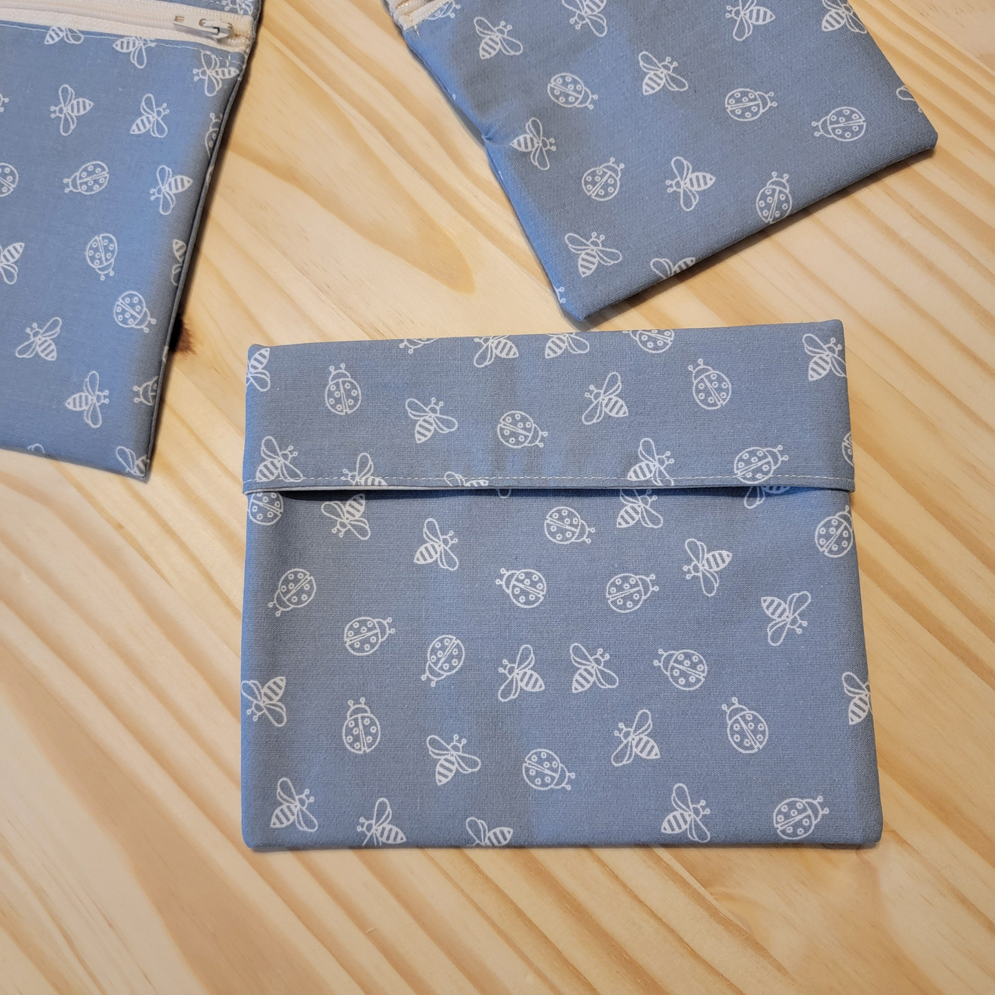 Light Blue Insects Foldover Snack Bag