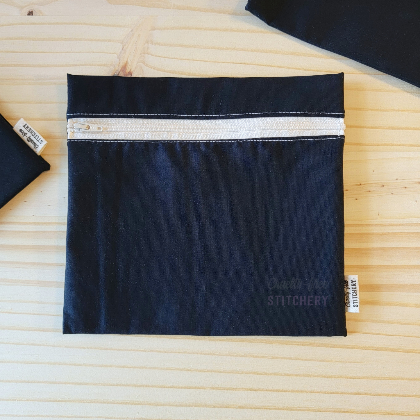 Solid Black Reusable Snack Bag