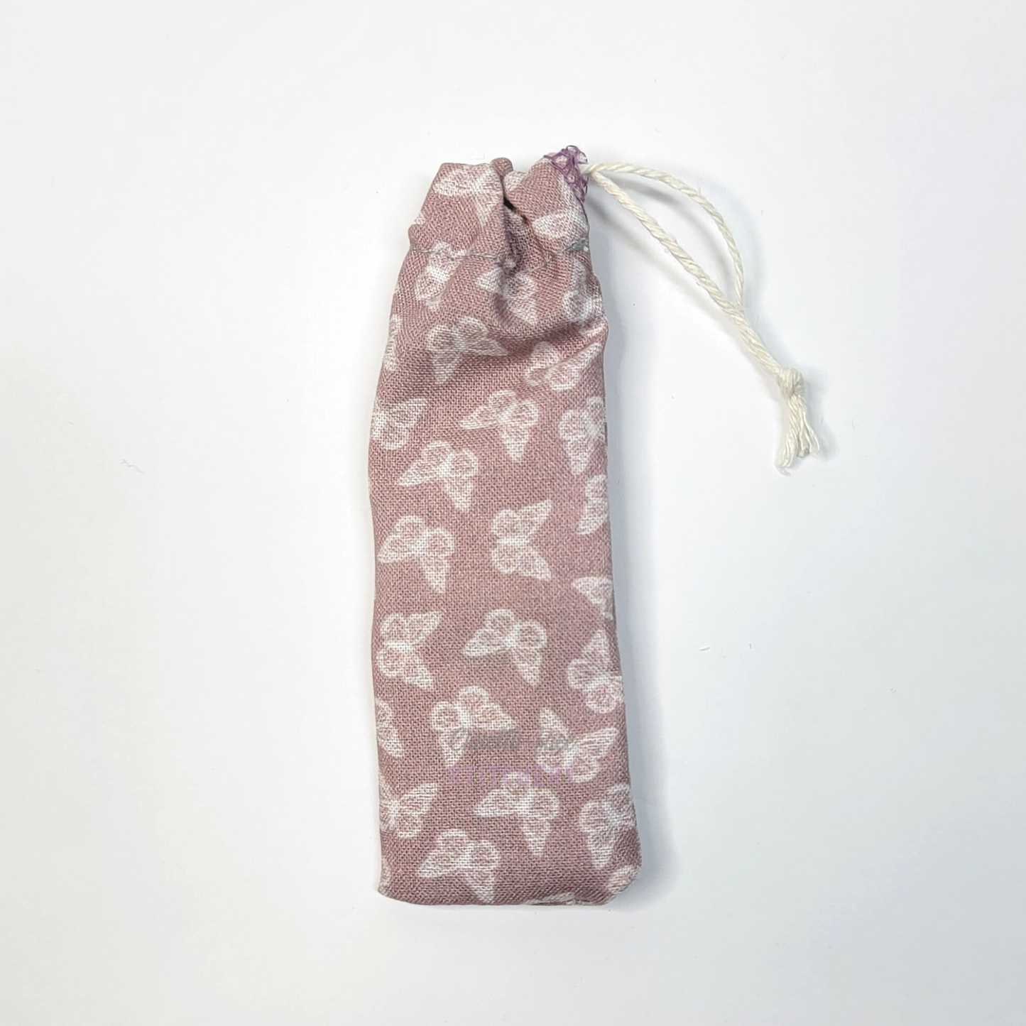 Spork pouch with the drawstring closed.