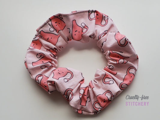 Uterus print scrunchie on a white background.