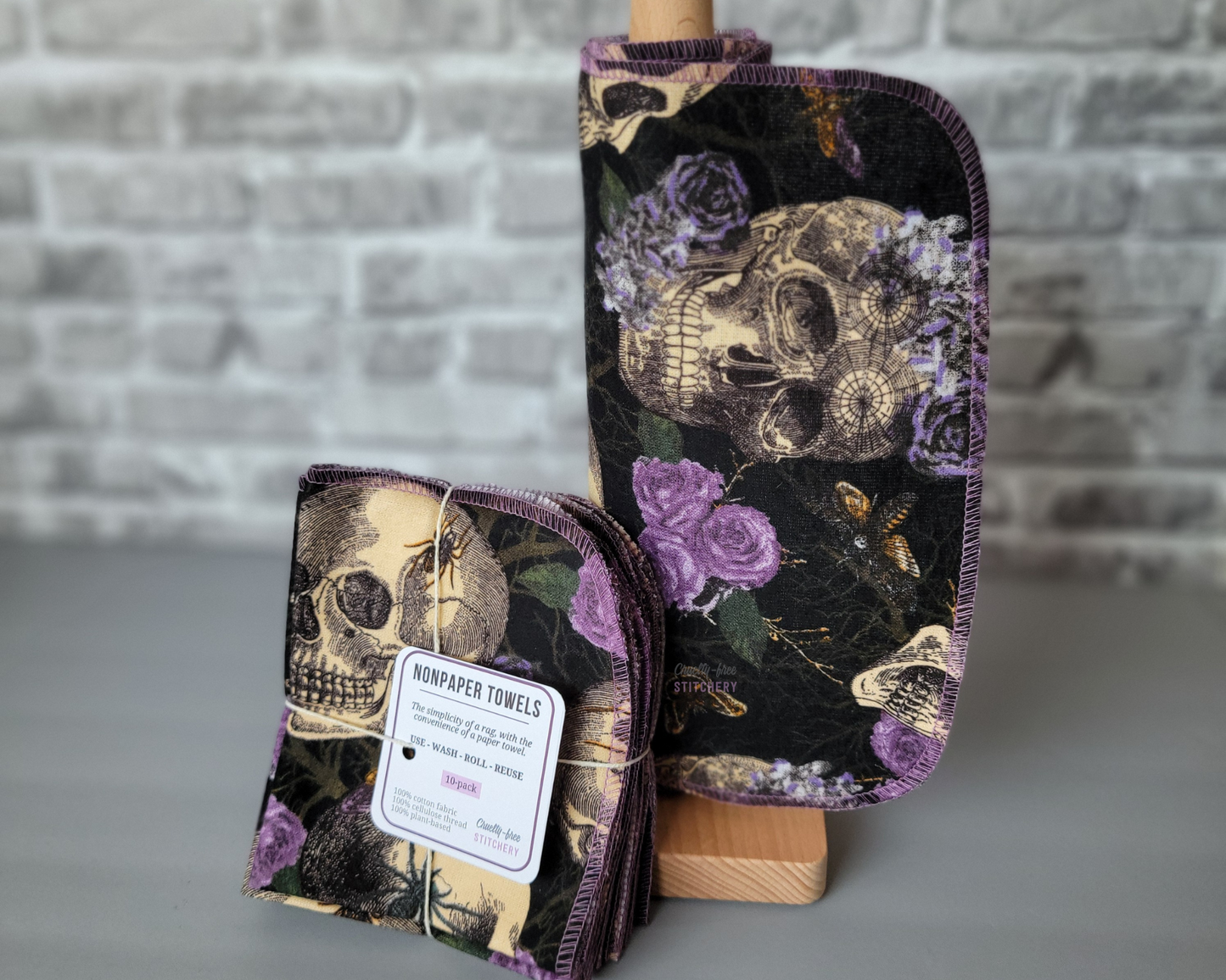 Purple Rose Skulls NonPaper Towels