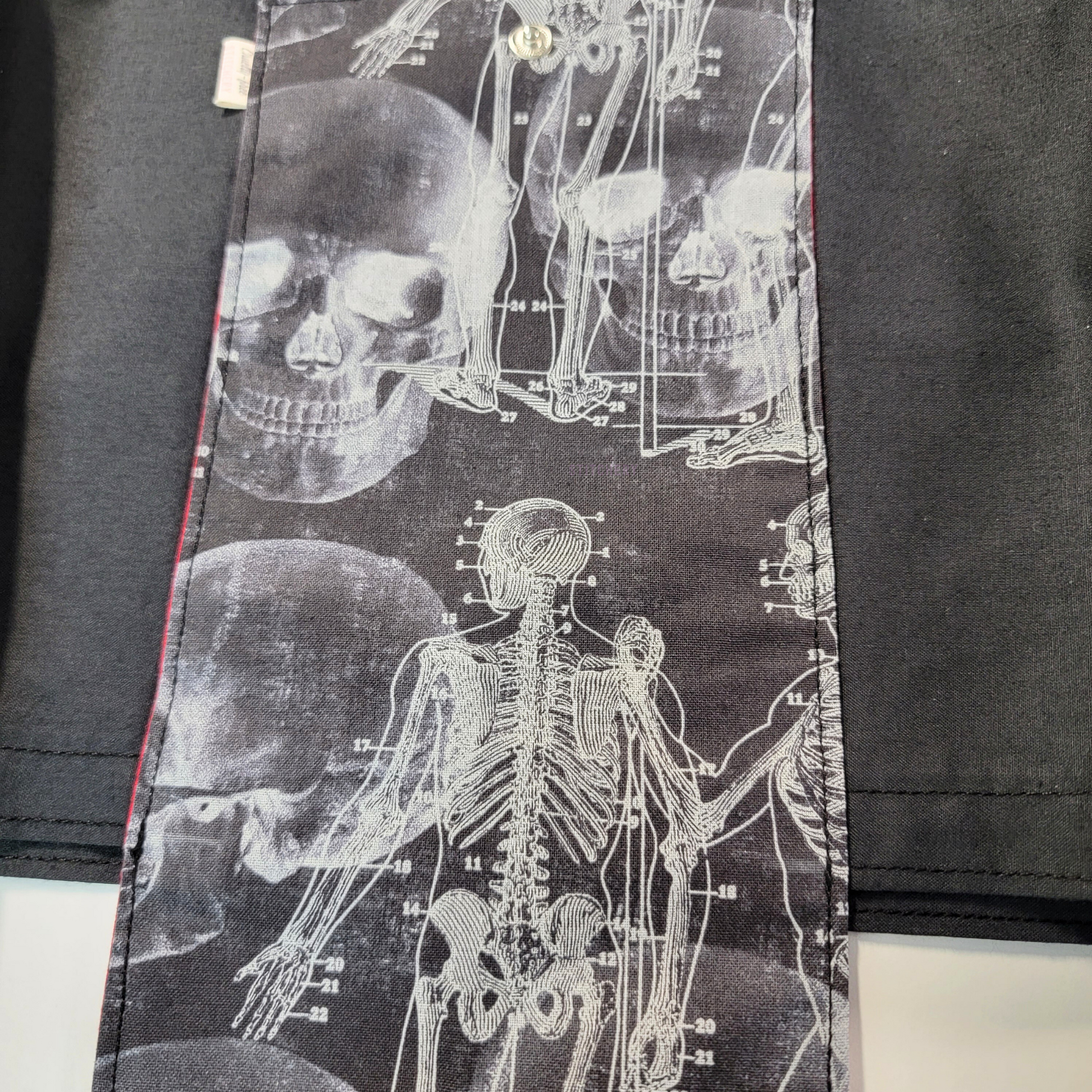 Close-up of the print, the images slightly overlap and the skeleton has numbers pointing to bones, as in a textbook.