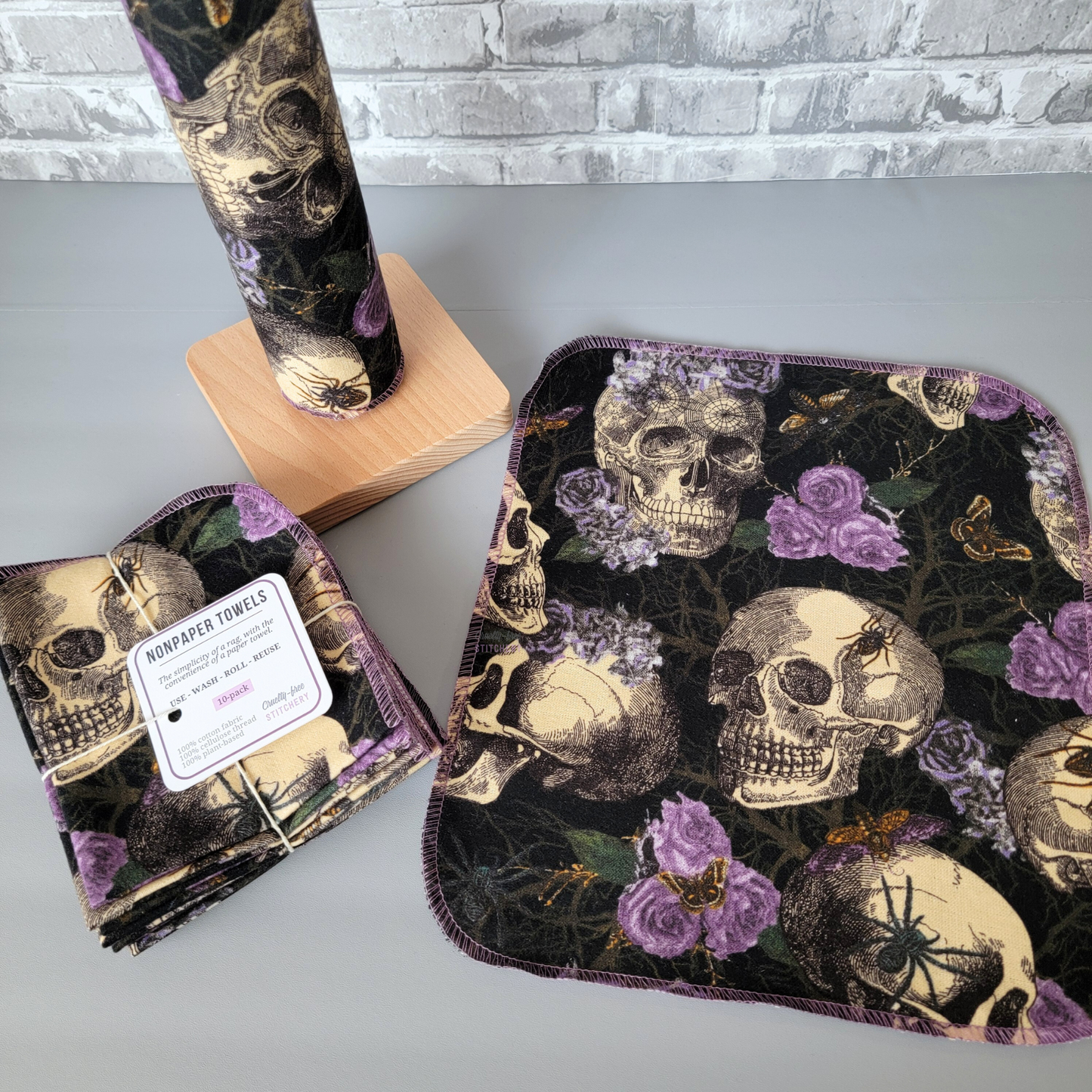 Purple Rose Skulls NonPaper Towels