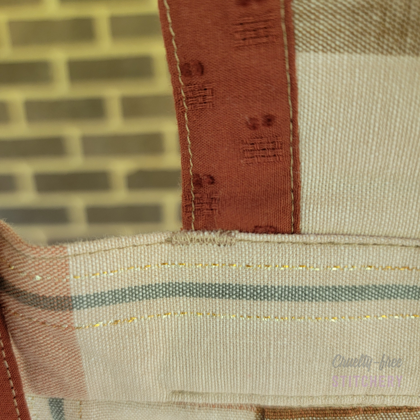 (SOLD) Orange and Tan Linen-Blend Pinafore Apron - Orange Ties