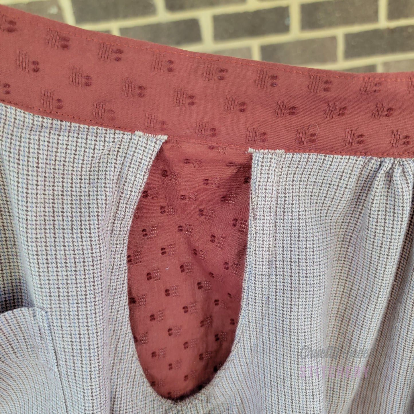 (SOLD) Orange and Tan Shirt Half Apron Vintage Style