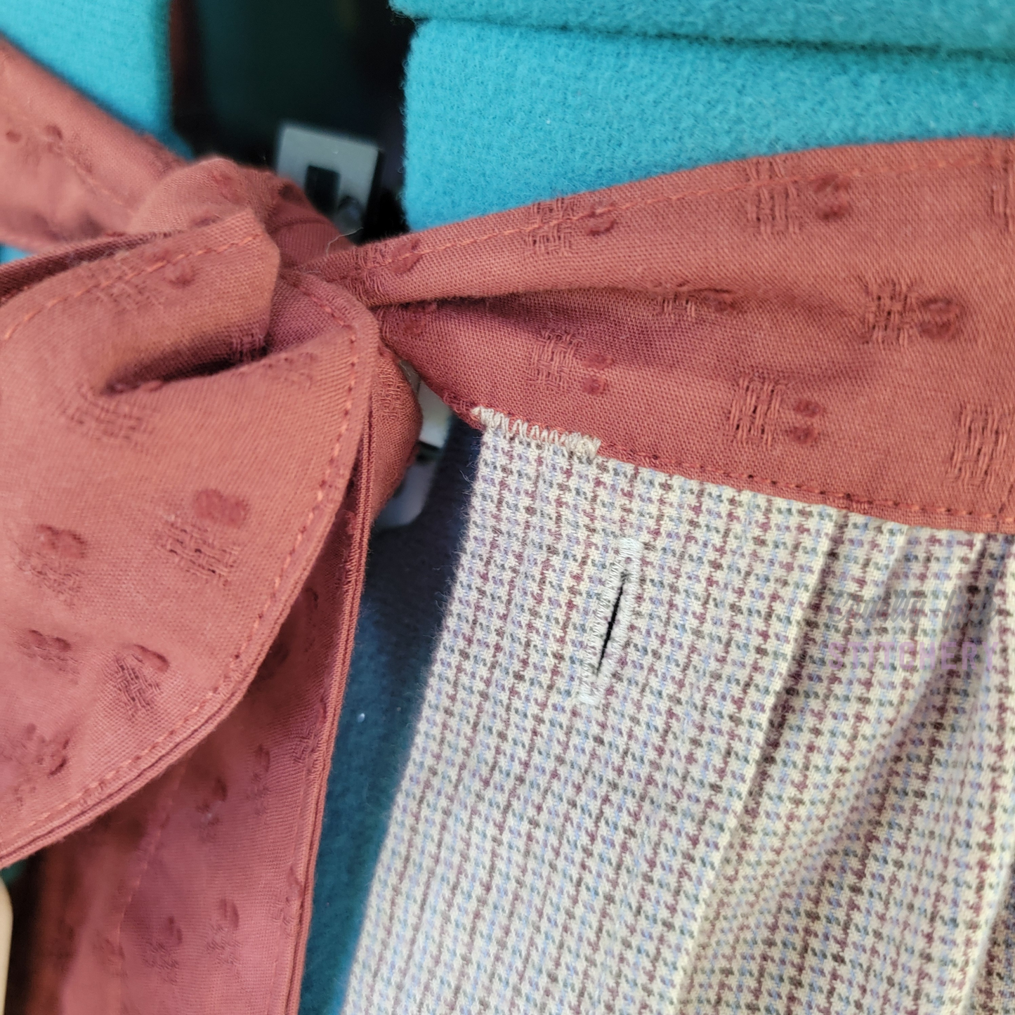 (SOLD) Orange and Tan Shirt Half Apron Vintage Style