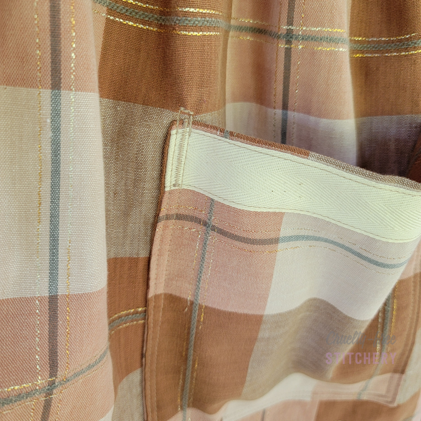(SOLD) Orange and Tan Linen-Blend Pinafore Apron - Natural Ties
