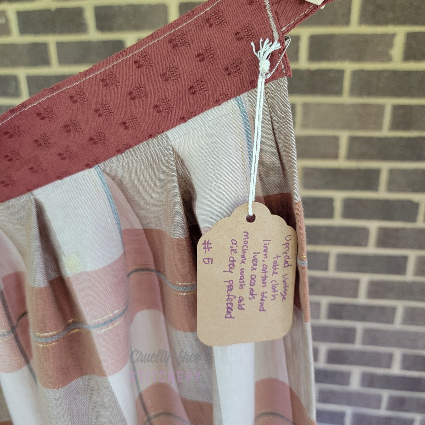 (SOLD) Orange and Tan Linen-Blend Pinafore Apron - Natural Ties