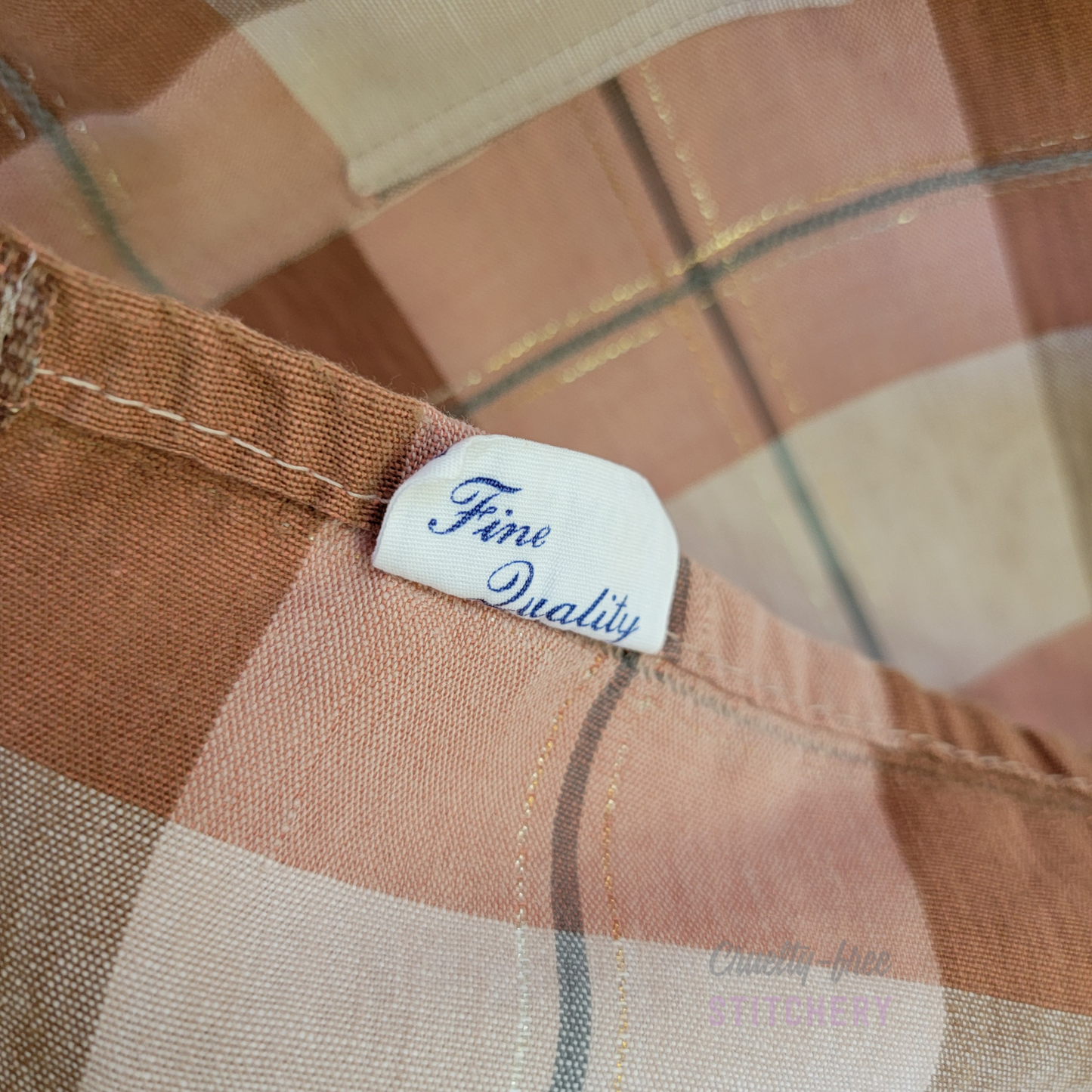 (SOLD) Orange and Tan Linen-Blend Pinafore Apron - Natural Ties
