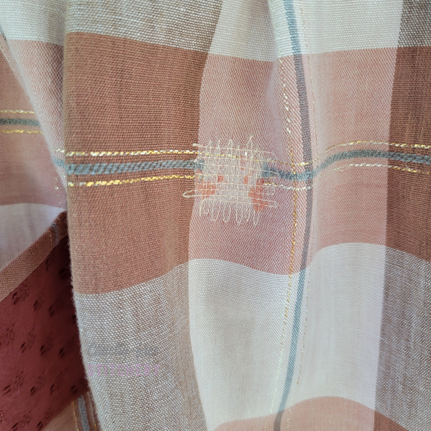 (SOLD) Orange and Tan Linen-blend Half Apron, Orange Ties