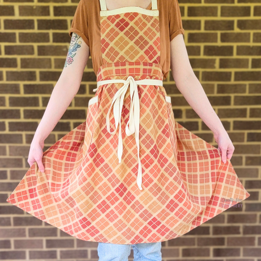 Pumpkin Pie Plaid Pinafore Apron (L-2X)