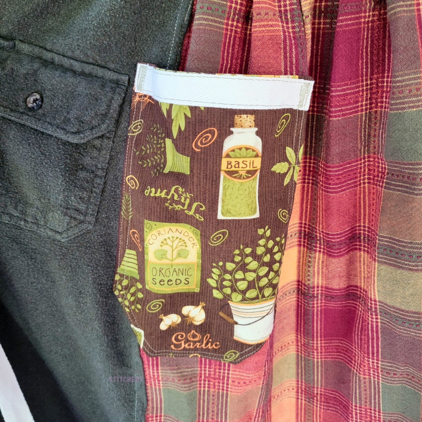 Green Flannel Autumn Plaid Half Apron (S-L)