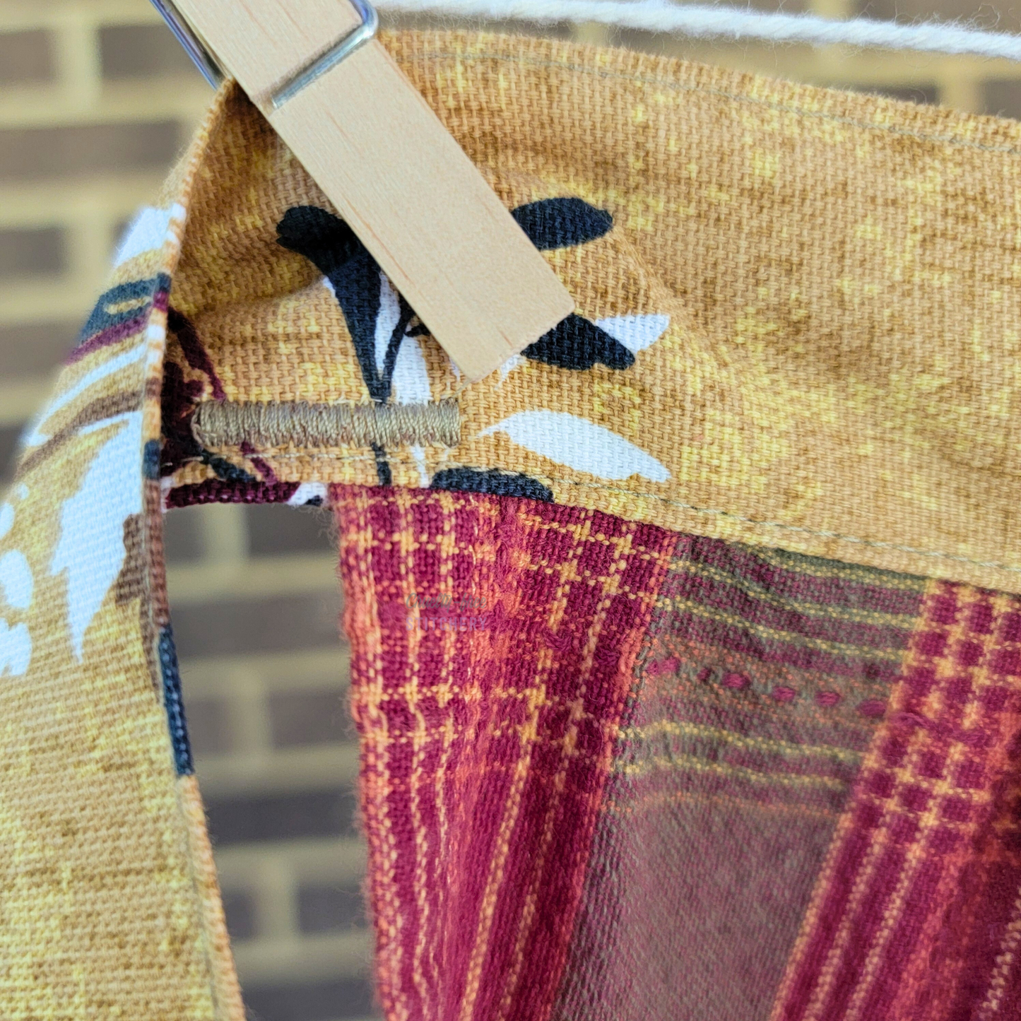 Autumn Plaid Yellow Ties Half Apron (M-XL)