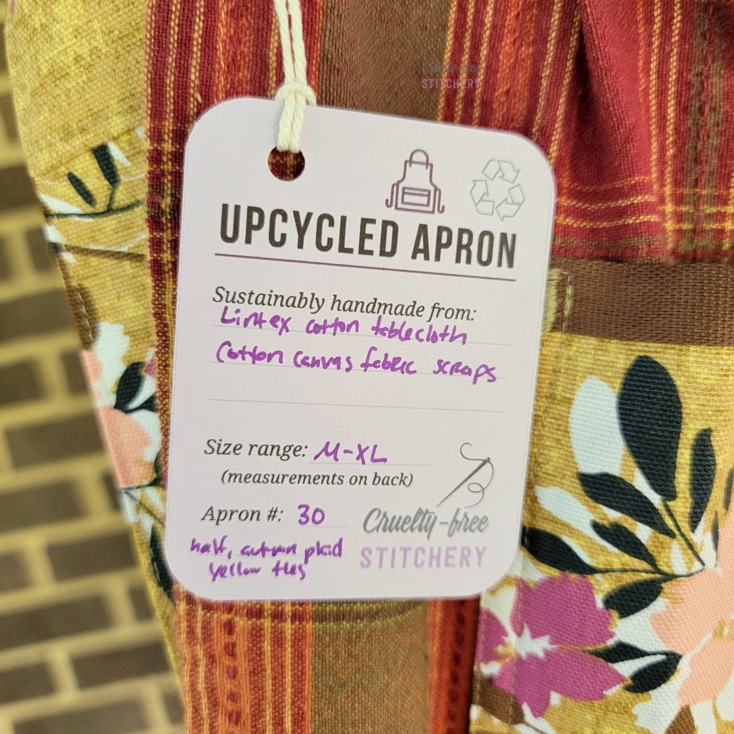 Autumn Plaid Yellow Ties Half Apron (M-XL)