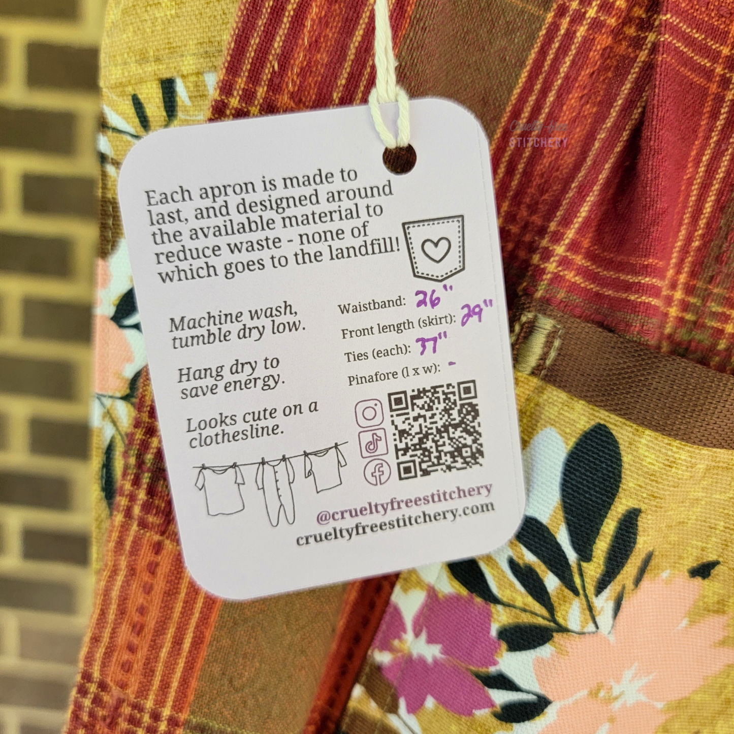 Autumn Plaid Yellow Ties Half Apron (M-XL)