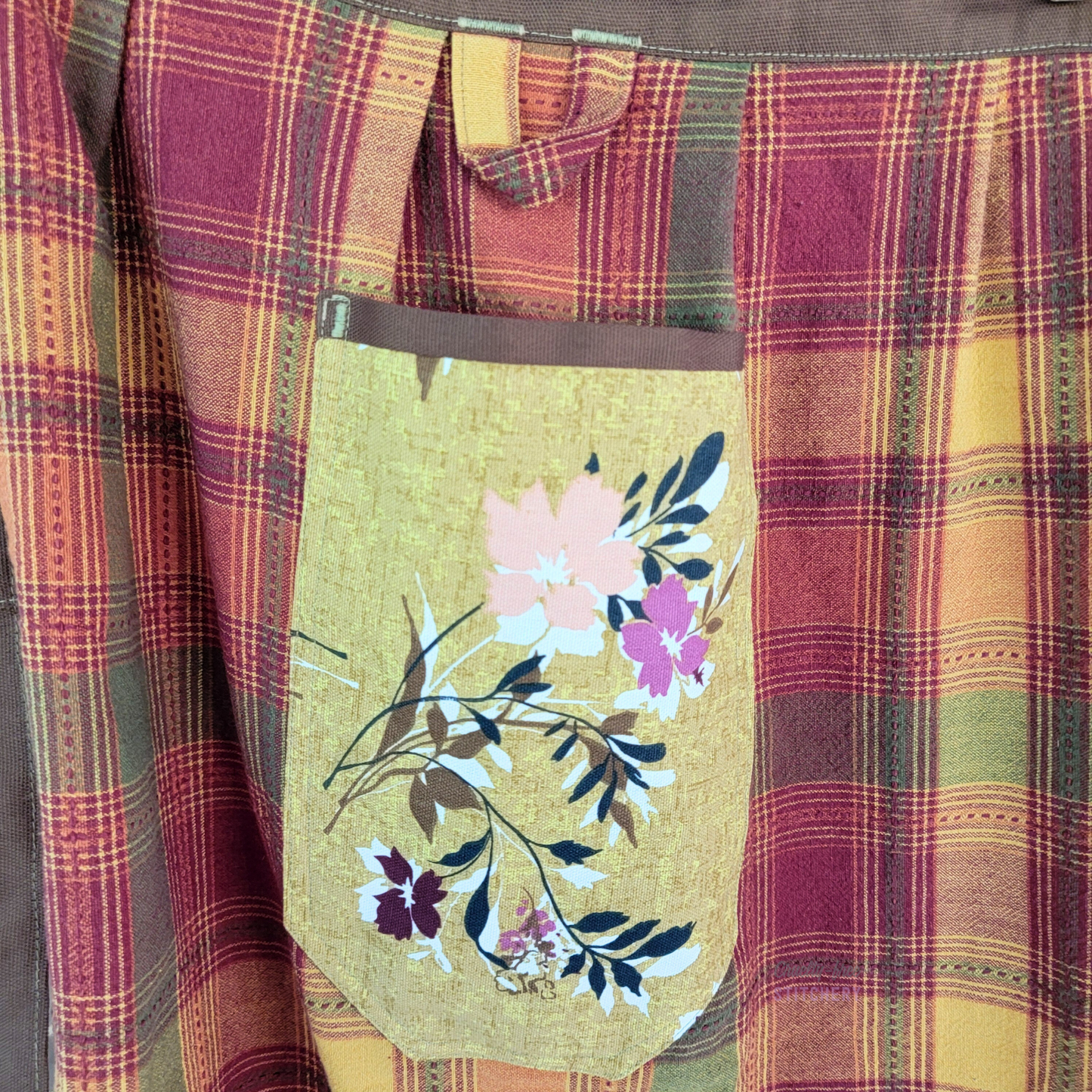 Autumn Plaid Brown Ties Half Apron (M-XL)