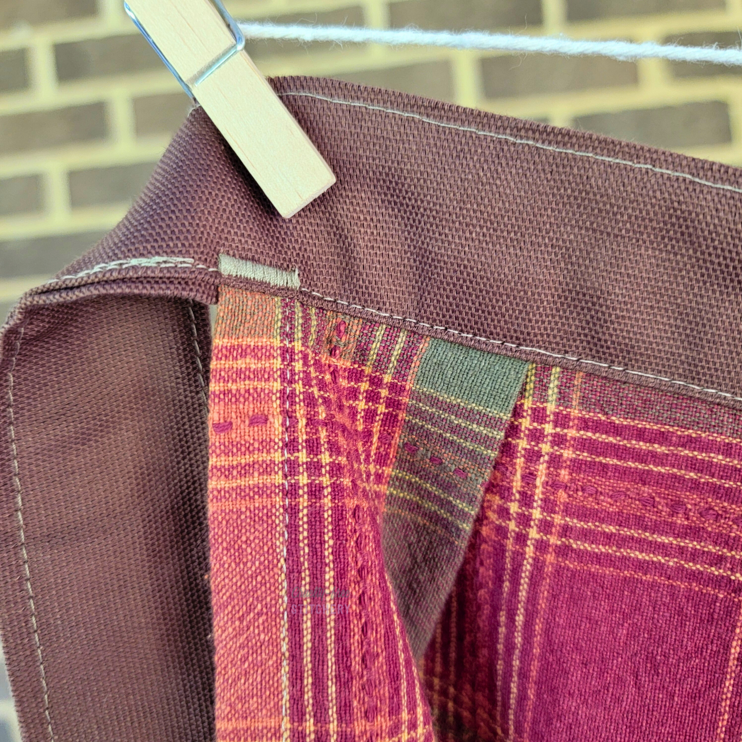 Autumn Plaid Brown Ties Half Apron (M-XL)