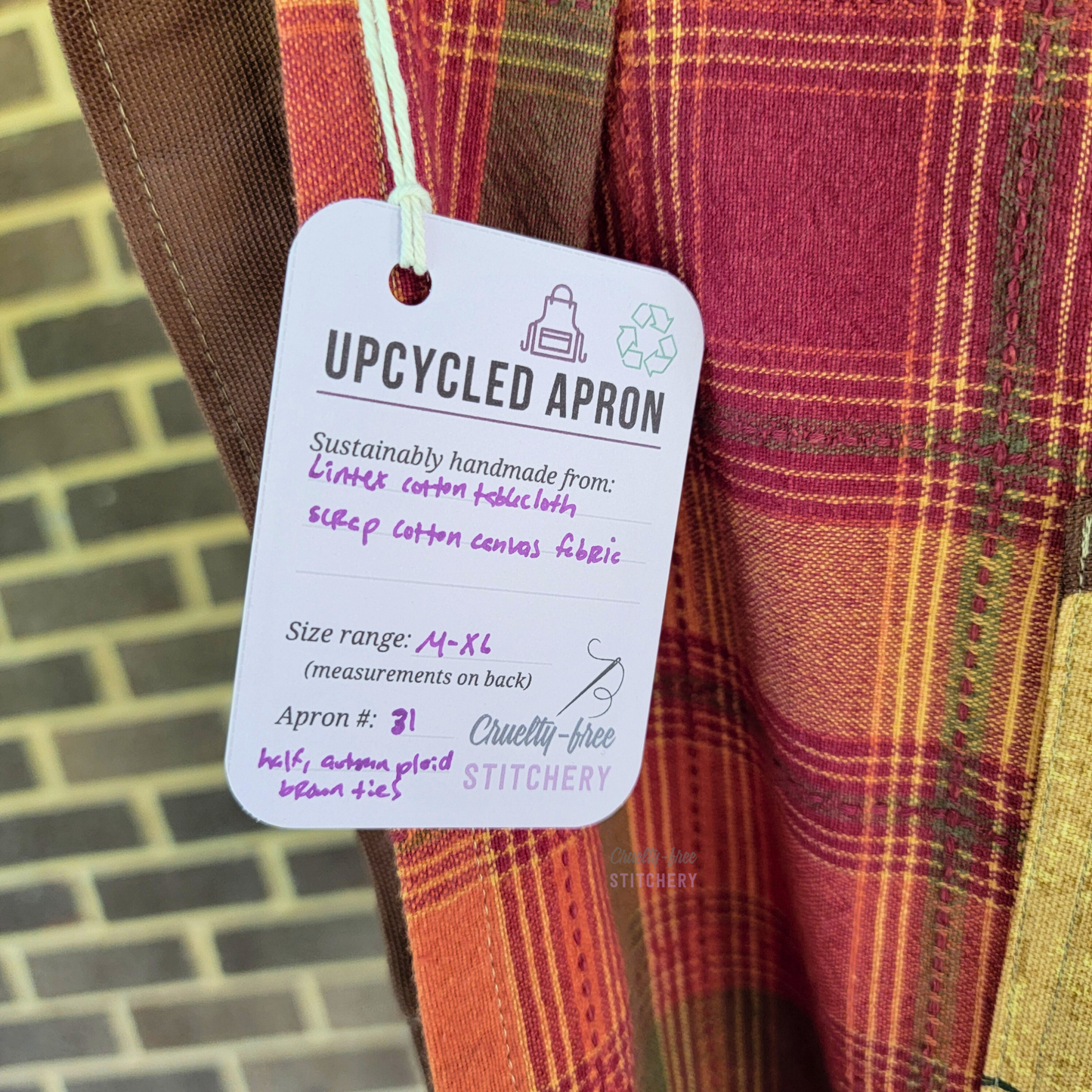 Autumn Plaid Brown Ties Half Apron (M-XL)