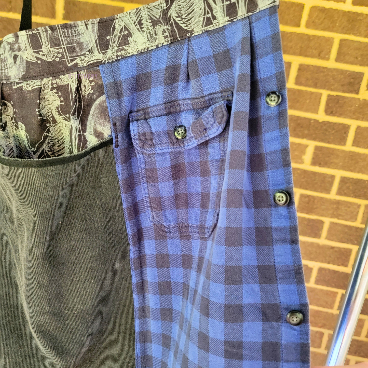 Blue Plaid X Ray Big Pocket Pinafore Apron (2X-4X)