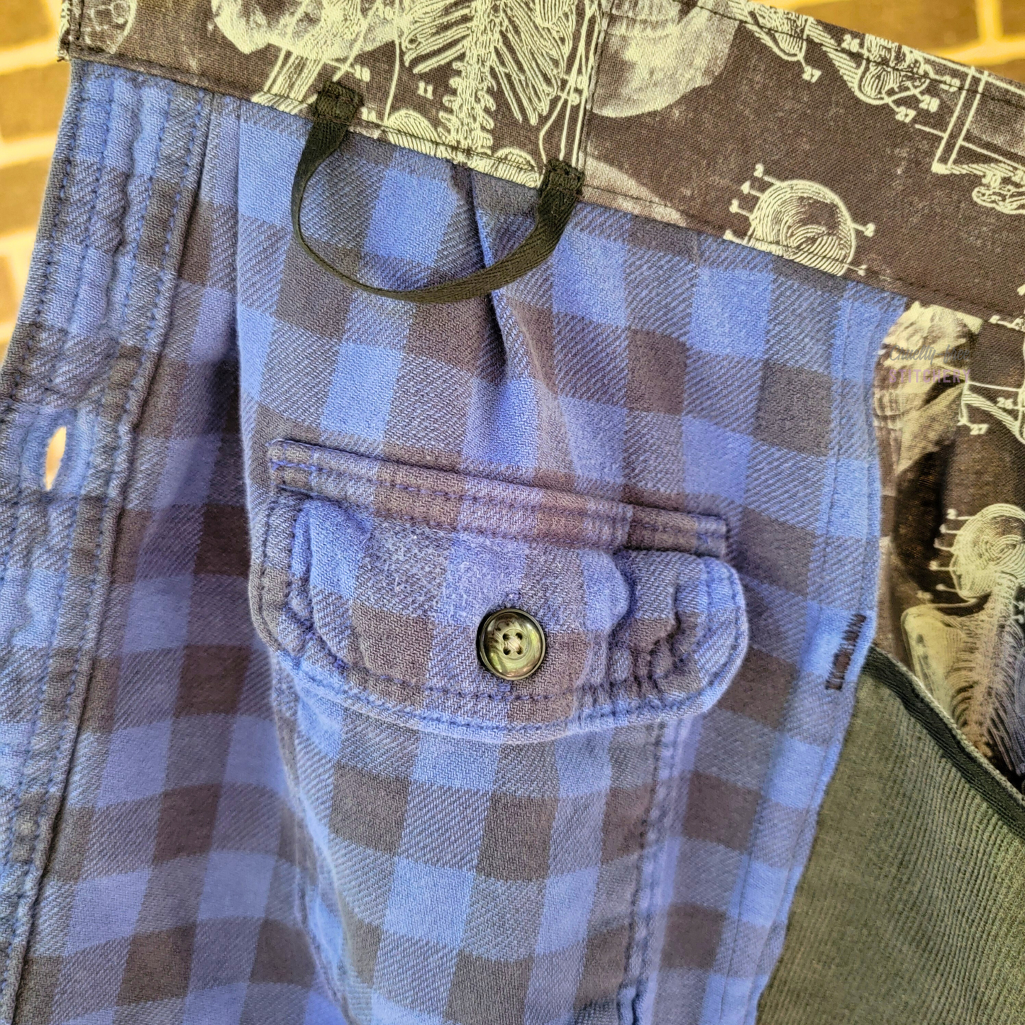 Blue Plaid X Ray Big Pocket Pinafore Apron (2X-4X)