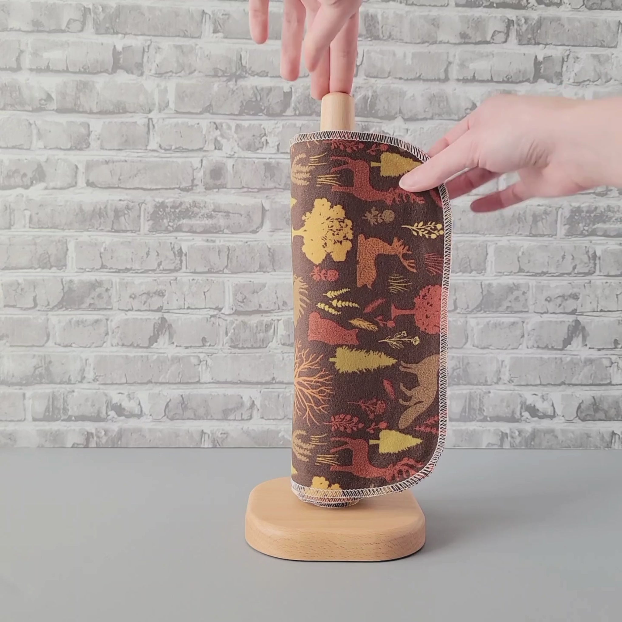 Unrolling a Brown Woodland NonPaper Towel