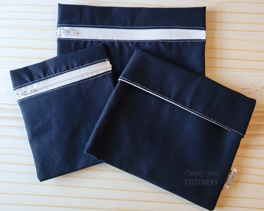 Solid Black Reusable Snack Bag